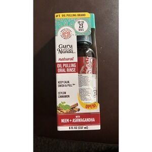 Guru Nanda Natural Oil Pulling Rinse- 8 oz Ceylon Cinnamon Neem Ashwagandha NEW